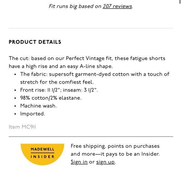 Madewell The Perfect Vintage Fatigue Short - Picture 7 of 11